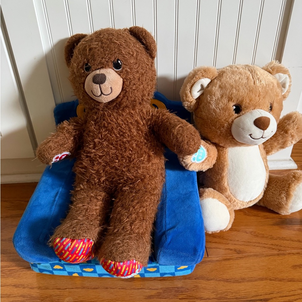 Build-A-Bear Brown and Tan Plush Bear Stuffed Animal Duo Pull Out Couch bed toy